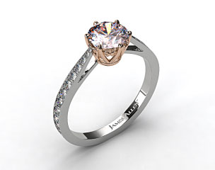 18k White Gold Scroll-Basket Pave Set Diamond Engagement Ring